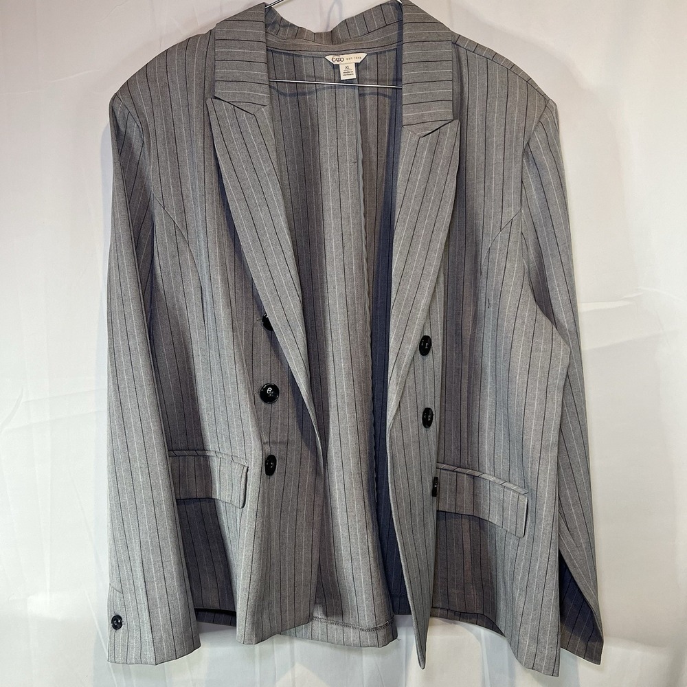 Cato Women's Blazer Gray Size X-Large Plaid Faux Button Up Pockets Business Suit